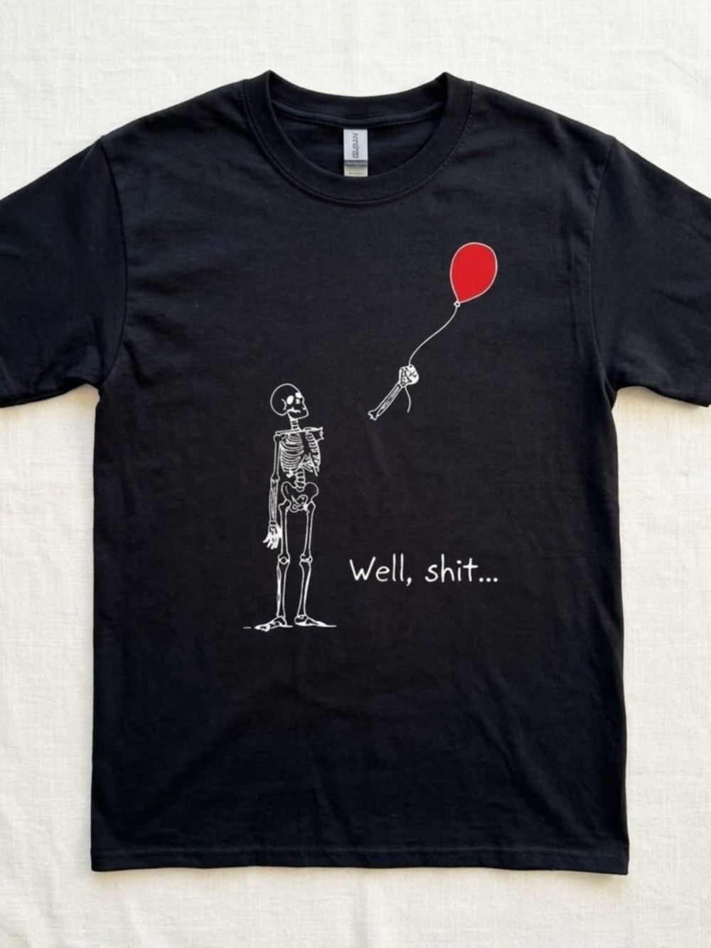 Graphic Skeleton Balloon T-Shirt - Black